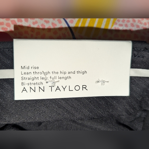The Straight Ann Taylor Pants Black Mid Rise Bi-stretch Viscose Elastane 8 NEW - Picture 7 of 12